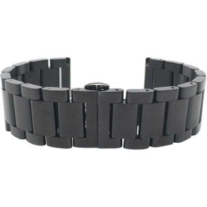 Face view of Black Mens Metal Strap, Replacement Steel Watch Band, Ajustable