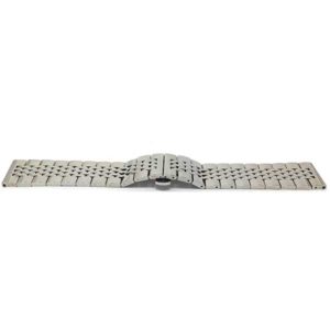 Flat view of Silver Tone Mens Metal Watch Band, Stainless Steel Strap, Ajustable
