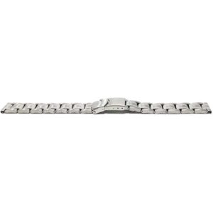 Flat view of Silver Tone Ladies Stainless Steel Watch Band, Deployment