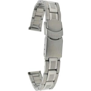 Open view of Silver Tone Ladies Stainless Steel Watch Band, Deployment