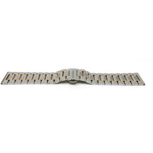 Angle view of Two-Tone Stainless Steel Watch Band for Men, Metal Watch Bracelet, Removable Links