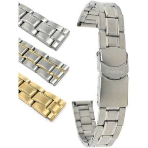 Bandini MET.376 | Womens Metal Watch Strap, Deployment, Silver and Gold Straps