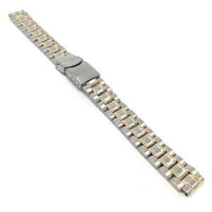 Back view of Two-Tone Womens Metal Watch Band, Deployment, Gold or Silver Tone