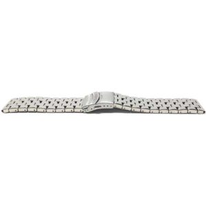 Flat view of Silver Tone 24mm Metal Watch Band for Men, Silver Tone Metal Watch Strap