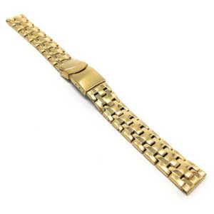Angle view of Gold Tone Womens Steel Watch Bracelet, Womens Metal Replacement Strap, Deployment