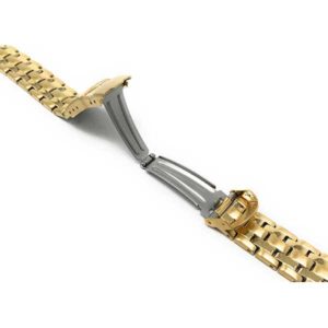 Open view of Gold Tone Womens Steel Watch Bracelet, Womens Metal Replacement Strap, Deployment