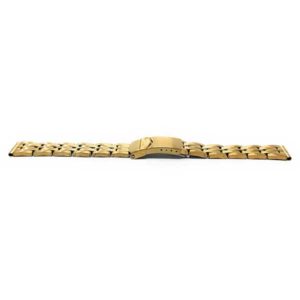 Flat view of Gold Tone Womens Stainless Steel Watch Band, Deployment