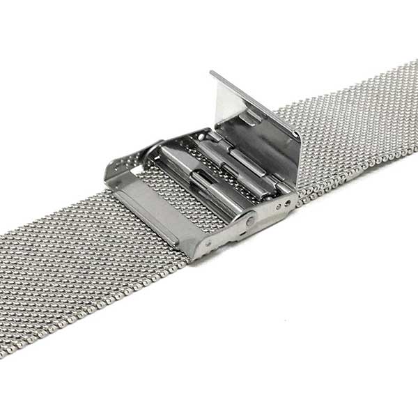 Bandini 24mm Silver Tone Stainless Steel Mesh Watch Band for Men - Metal  Mesh Replacement Watch Strap - Adjustable Length - Fold-Over Clasp 