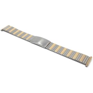 Angle view of Two-Tone Mens Silver & Gold Stretch Watch Strap, Expansion Band, Easy to Adjust