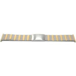 Flat view of Two-Tone Mens Silver & Gold Stretch Watch Strap, Expansion Band, Easy to Adjust