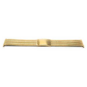 Flat view of Gold Tone Mens Stretch Watch Strap, Expansion Band, For Timex & Citizen, Easy to Adjust