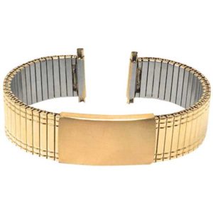 Face view of Gold Tone Mens Adjustable Expansion Watch Band, Stretch Strap