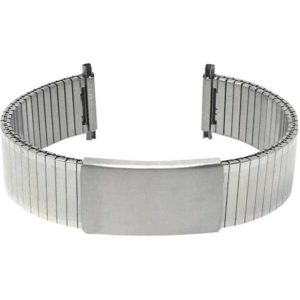 Face view of Silver Tone Mens Expandable Watch Band, Stretchy Strap, Easy to Adjust