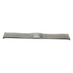 Flat view of Silver Tone Mens Expandable Watch Band, Stretchy Strap, Easy to Adjust