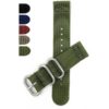 Bandini NYL200 | Nylon Nato Style Watch Band, 2 Piece Strap, Hook and Loop Buckles