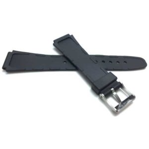 Back view of Black Black Rubber Watch Band for Casio & Timex Sports Watches with Stainless Steel Buckle
