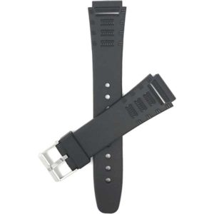 Top view of Black Black Rubber Watch Band for Casio & Timex Sports Watches with Stainless Steel Buckle