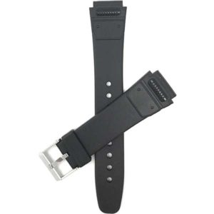 Top view of Black Matte Black Rubber Sports Watch Strap with Stainless Steel Buckle