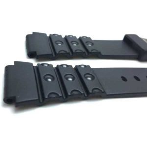 Side view of Black Black Sports Rubber Watch Strap with Stainless Steel Buckle