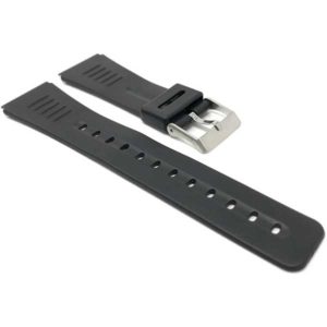 Side view of Black Black Rubber Watch Band Fits Casio Databank and More with Stainless Steel Buckle
