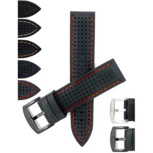 Bandini SIL.185 | Mens 22mm Silicone Rally Watch Strap, Perforated Racing Band