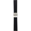 Top view of Black Black Silicone Watch Band, Soft Rubber Replacement Deployment Strap, Tread with Stainless Steel Buckle