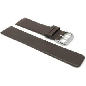 Side view of Brown Screw Fitting Leather Replacement Watch Band for Skagen Watch Strap, Attaches with Screws with Silver Tone Buckle