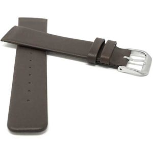 Front view of Brown Screw Fitting Leather Replacement Watch Band for Skagen Watch Strap, Attaches with Screws with Silver Tone Buckle