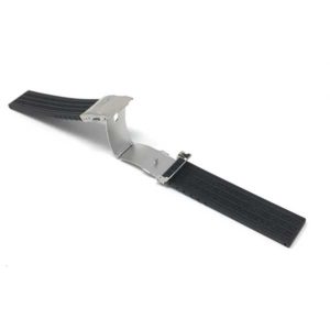 Open view of Black 20mm Black Silicone Deployment Buckle Band, Rubber Strap