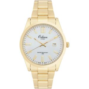 Orlean 41mm Analog Mens Watch, Full Stainless Steel, Japanese Quartz Movement, Date - ME3419