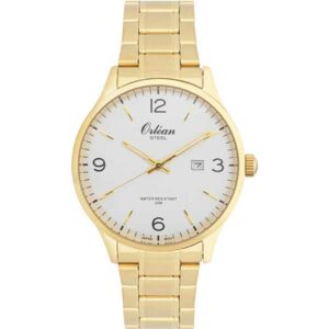 Orlean 41mm Analog Mens Watch, Gold Tone Full Stainless Steel, Japanese Quartz Movement, Date - ME3431