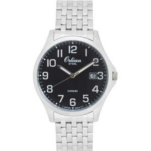 Orlean 40mm Analog Easy Read Mens Watch, Full Stainless Steel, Japanese Quartz Movement, Date - ME3433