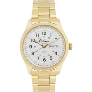 Orlean 42mm Analog Mens 12h/24h Watch, Full Stainless Steel, Japanese Quartz Movement, Day / Date - ME3454
