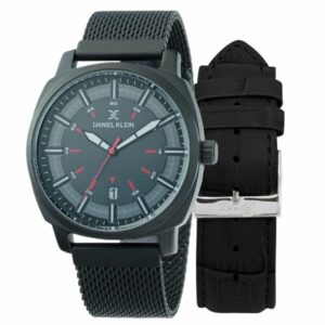 Daniel Klein 43mm Analog Mens Watch Set, Mesh Strap, Date, 5 ATM