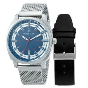 Daniel Klein 43mm Analog Mens Watch Set, Mesh Strap, Date, 5 ATM