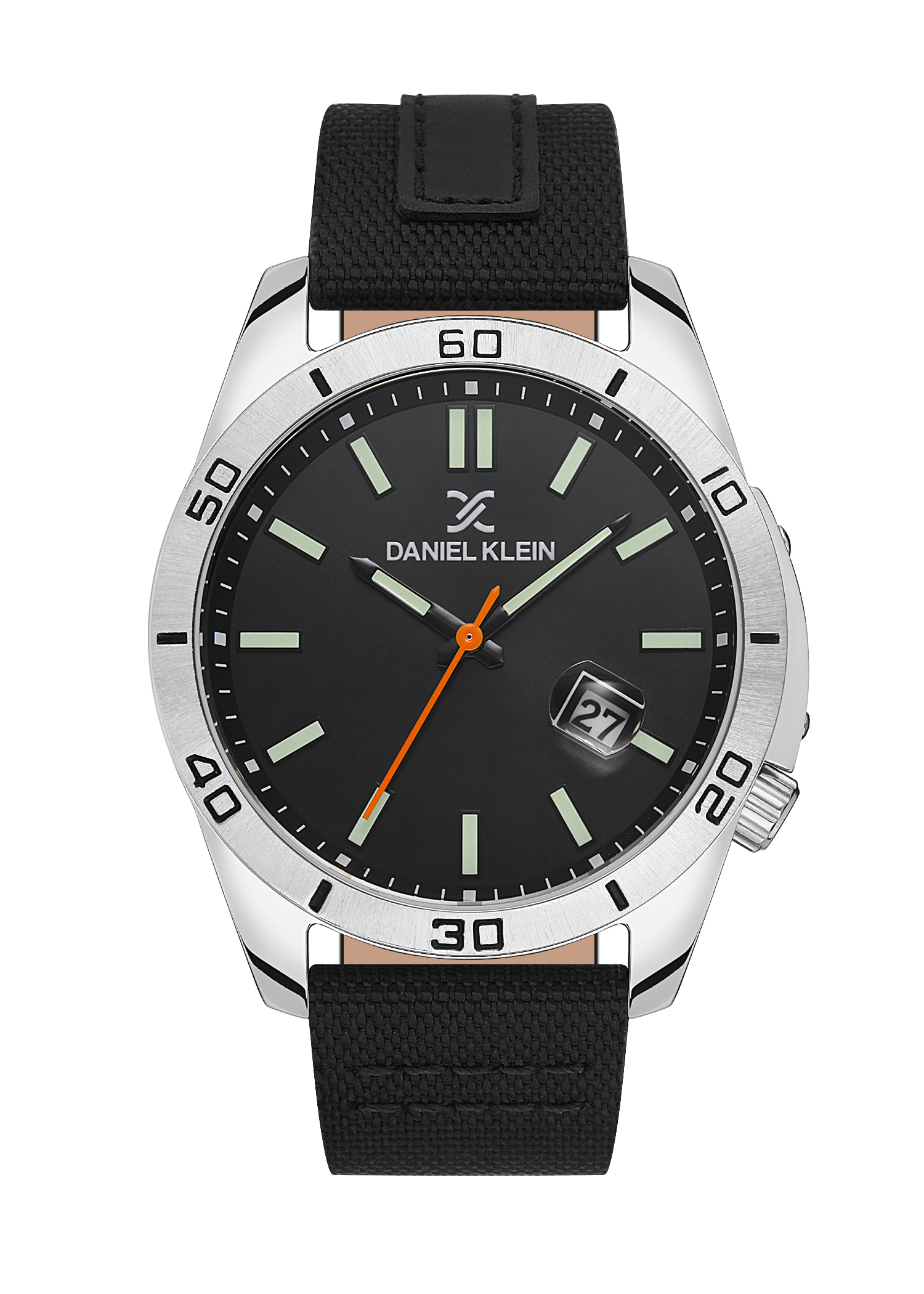 Daniel Klein 44mm Analog Mens Watch, Canvas / Leather Strap, Japanese Quartz Movement, Date - DK.1.13515-2