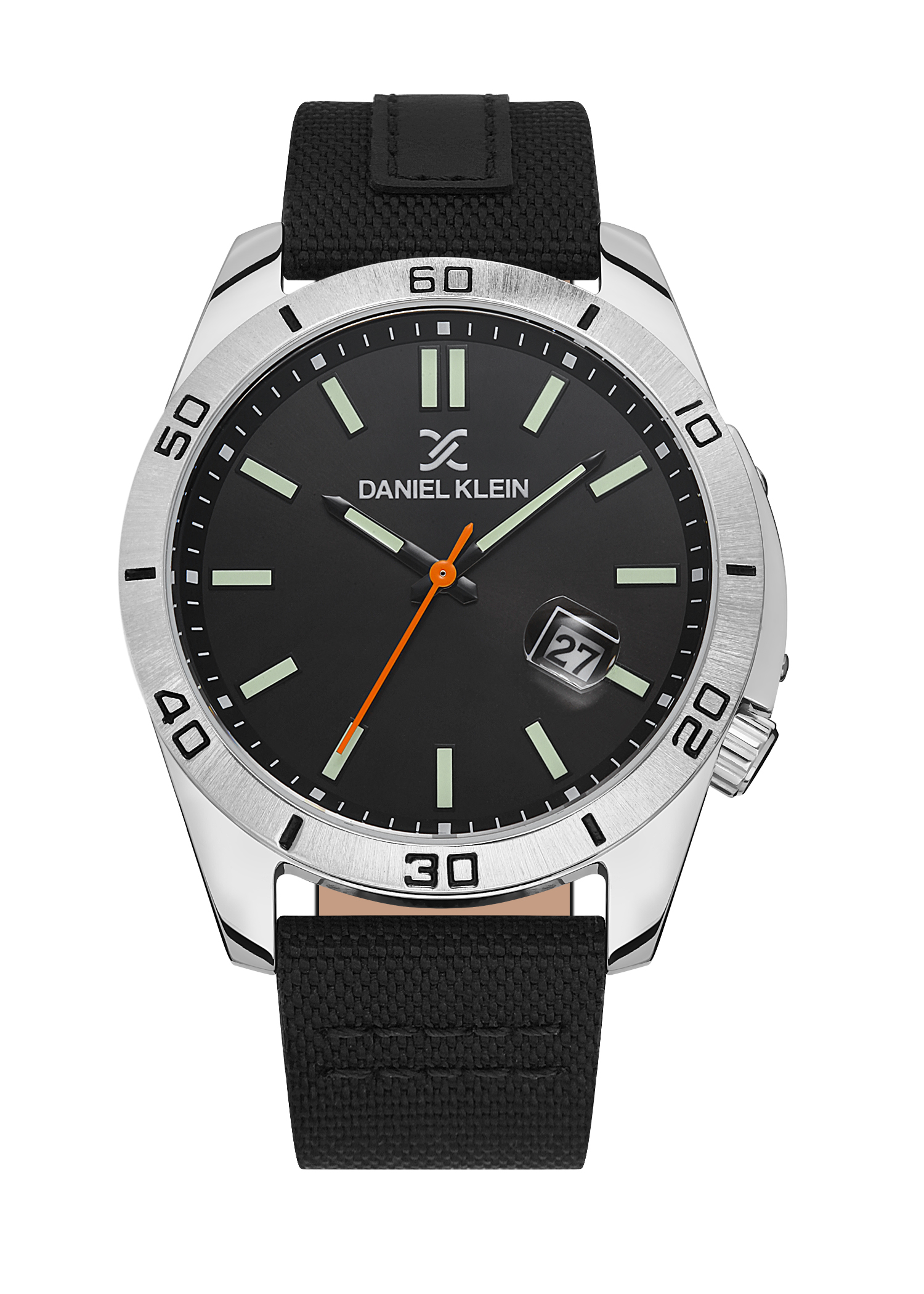 Daniel Klein 44mm Analog Mens Watch, Canvas / Leather Strap, Japanese Quartz Movement, Date - DK.1.13515-2 - Image 2