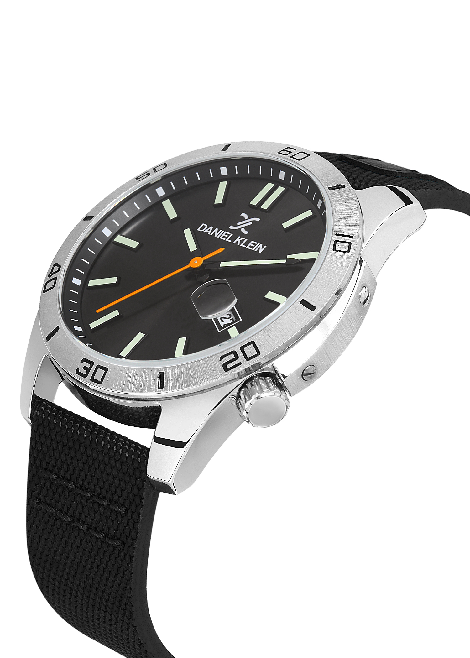 Daniel Klein 44mm Analog Mens Watch, Canvas / Leather Strap, Japanese Quartz Movement, Date - DK.1.13515-2 - Image 4