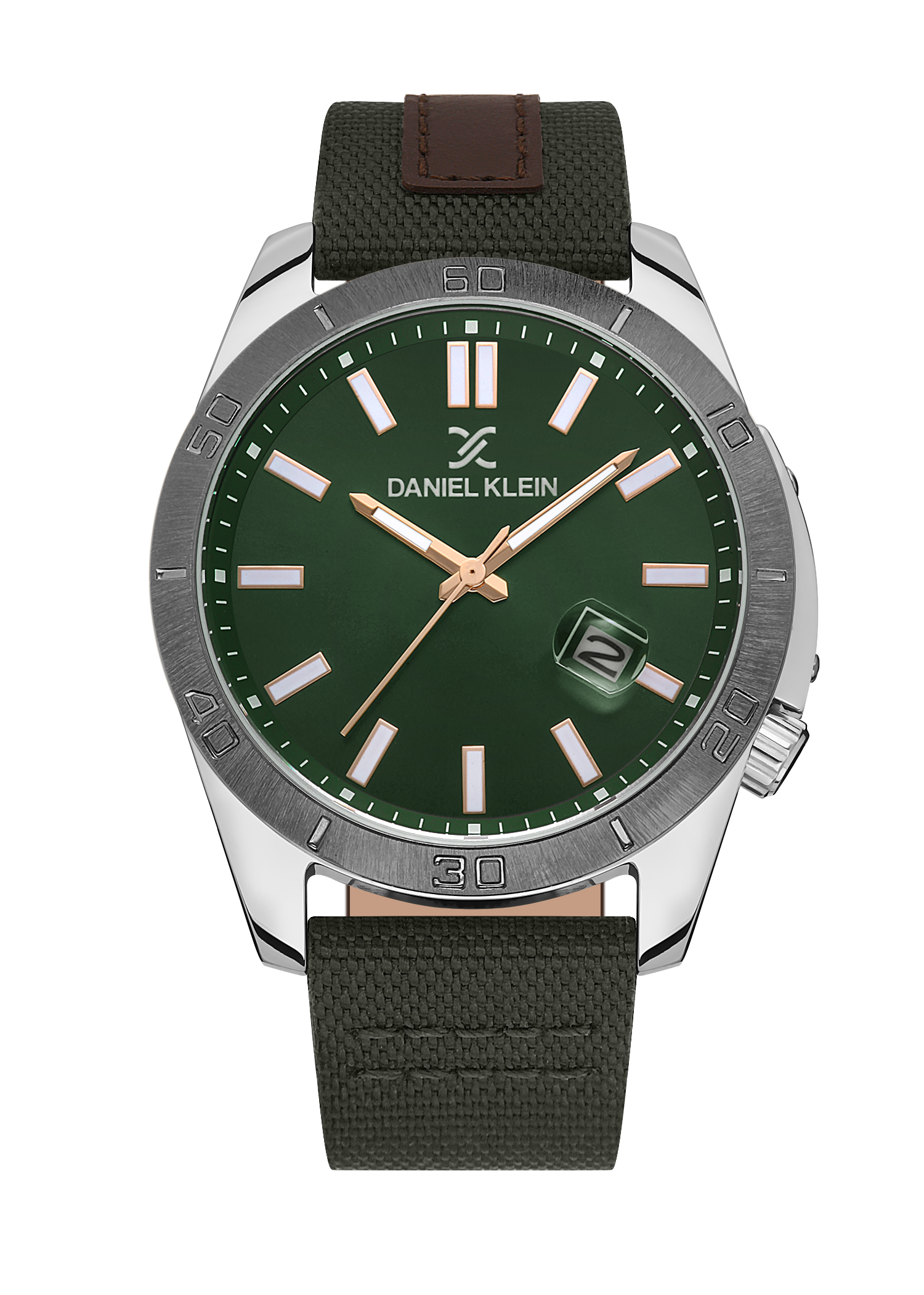 Daniel Klein 44mm Analog Mens Watch, Canvas / Leather Strap, Japanese Quartz Movement, Date - DK.1.13515-3 - Image 2