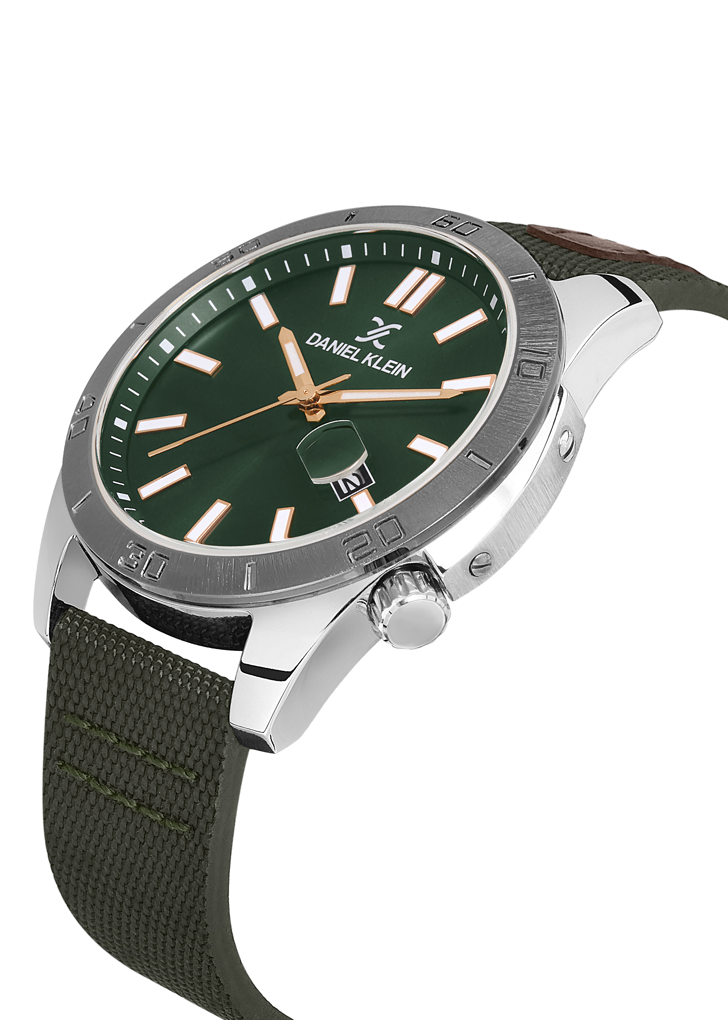 Daniel Klein 44mm Analog Mens Watch, Canvas / Leather Strap, Japanese Quartz Movement, Date - DK.1.13515-3 - Image 4