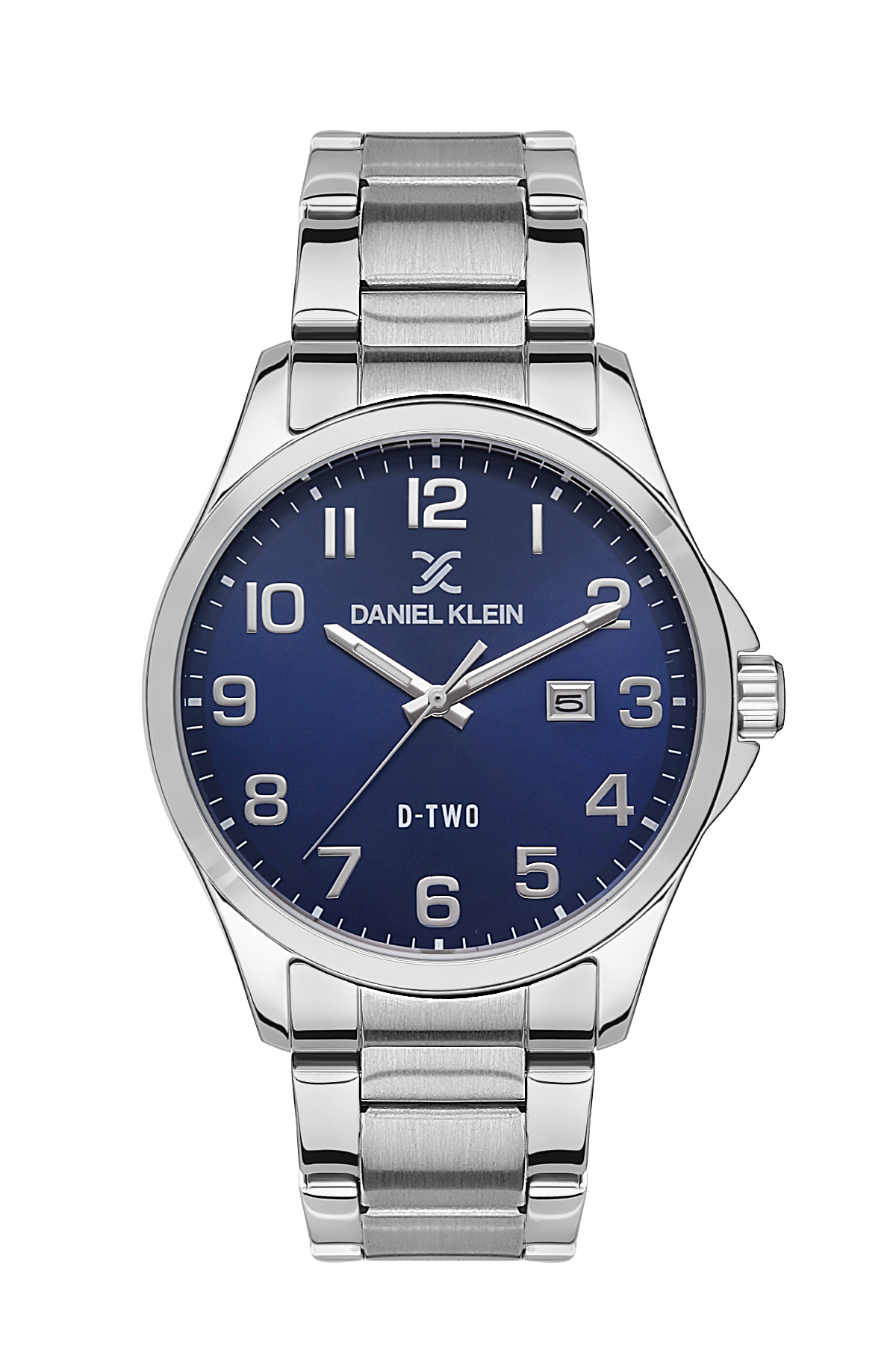 Daniel Klein 42mm Analog Mens Watch, Stainless Steel Big Easy to Read Numbers, Date - DK.1.13560-3