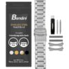 Bandini Mens Brick Links Metal Stainless Steel Watch Band, Straight or Curved End - 18mm, 20mm, 22mm, 24mm