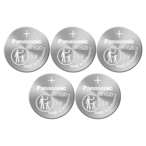 5 x Panasonic 1620 Batteries, 3V Lithium CR1620