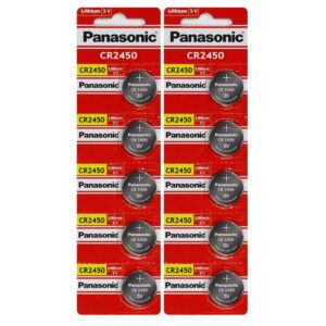 10 x Panasonic 2450 Lithium 3 volt Batteries, equivalent CR2450 3v