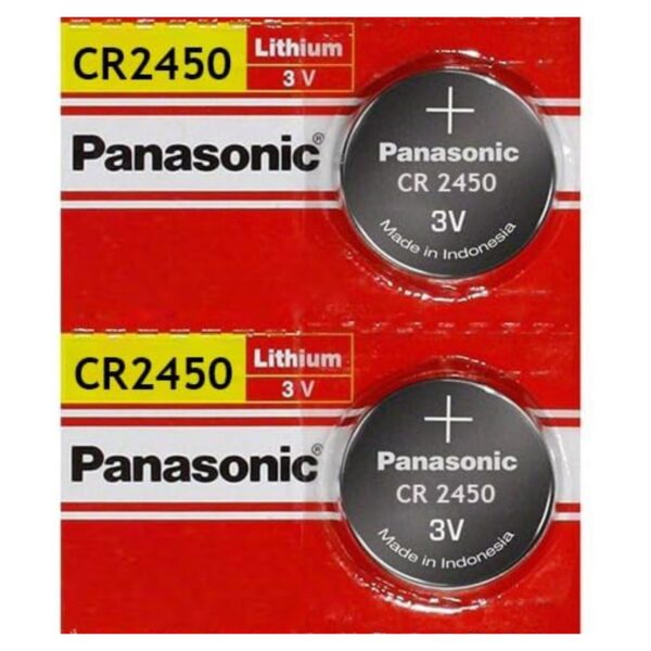 2 x Panasonic 2450 Lithium 3 volt Batteries, equivalent CR2450 3v